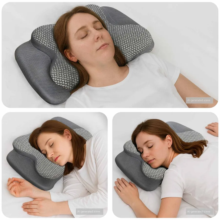 Coussin cervical Gris Mousse à mémoire de forme 58 x 38 x 12 cm