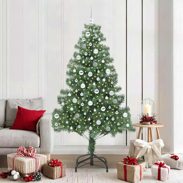 Sapin de Noël avec 300 LED avec support Vert 210 cm PVC