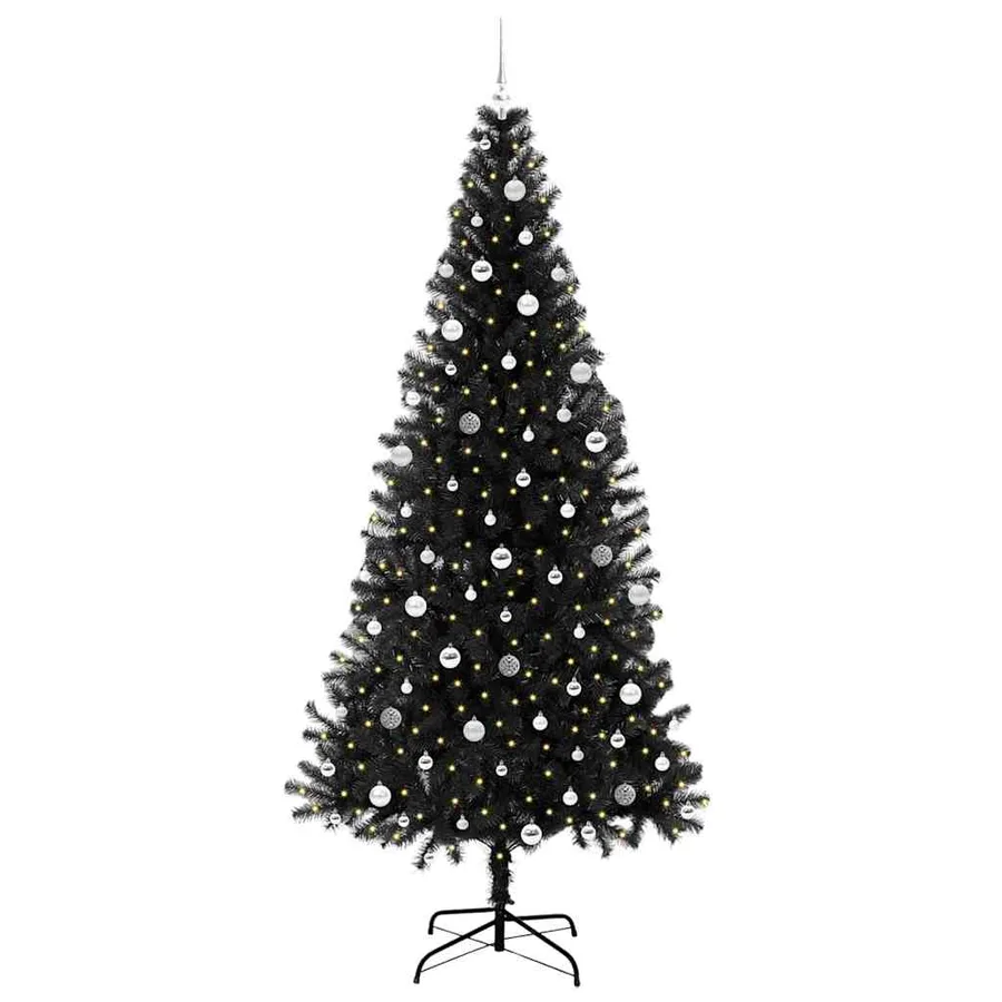 Sapin de Noël avec 300 LED avec support Noir 240 cm PVC - 3