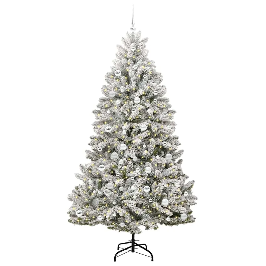 Sapin de Noël artificiel Vert et blanc 210 cm PVC et métal - 3
