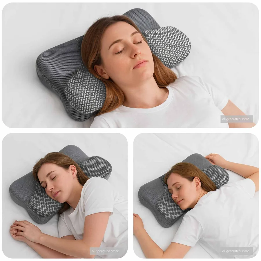 Coussin cervical Gris Mousse à mémoire de forme 58 x 36 x 13 cm