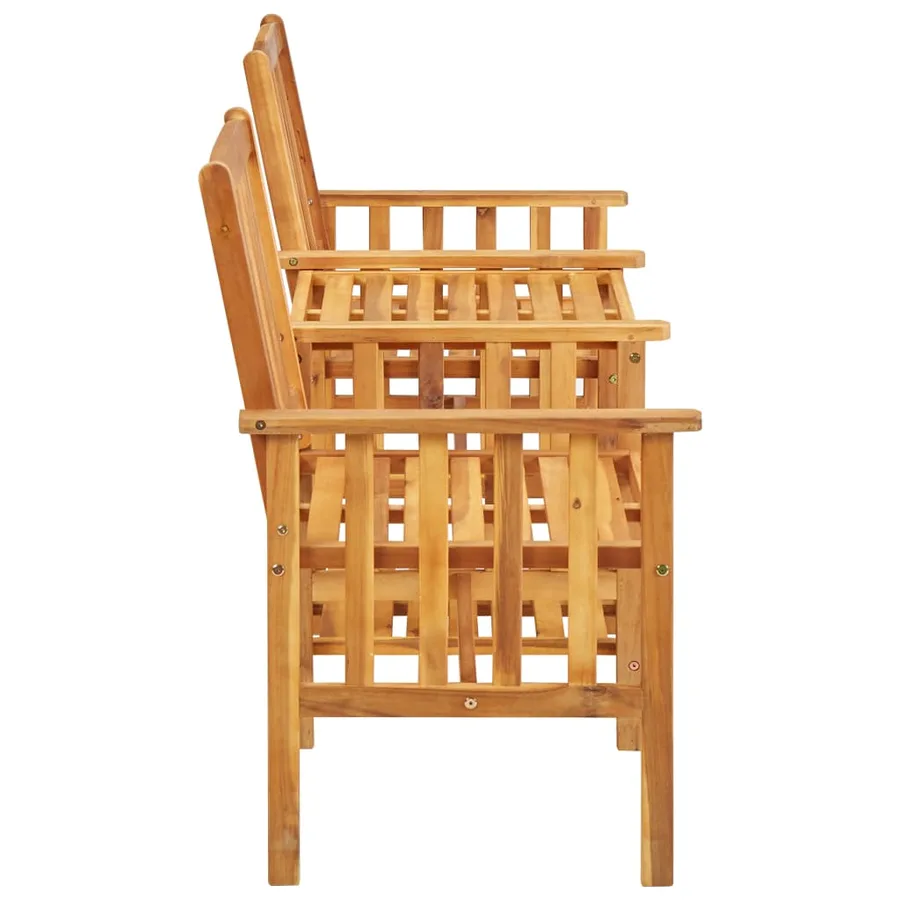 Chaises de jardin avec table à thé 159x61x92 cm Bois d'acacia - 3