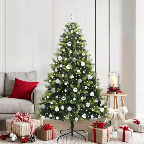 Arbre de Noël artificiel en silicone flexible 300 LEDs 180 cm