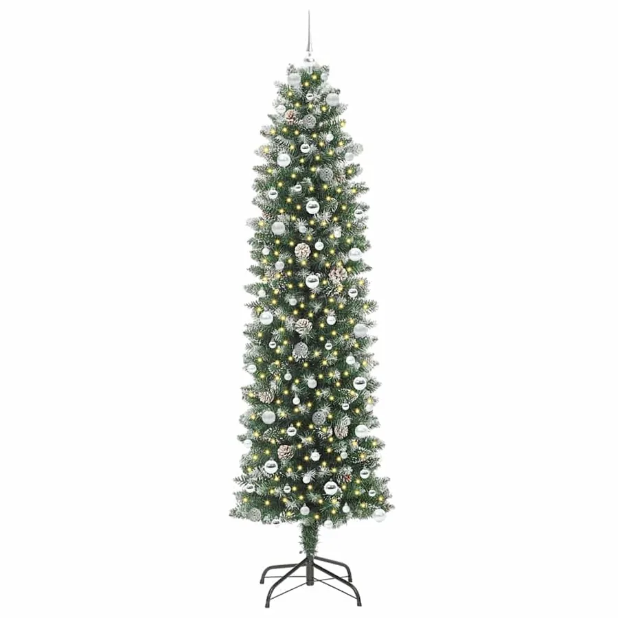 Arbre de Noël artificiel slim avec 300 LED Vert et blanc 240 cm - 3