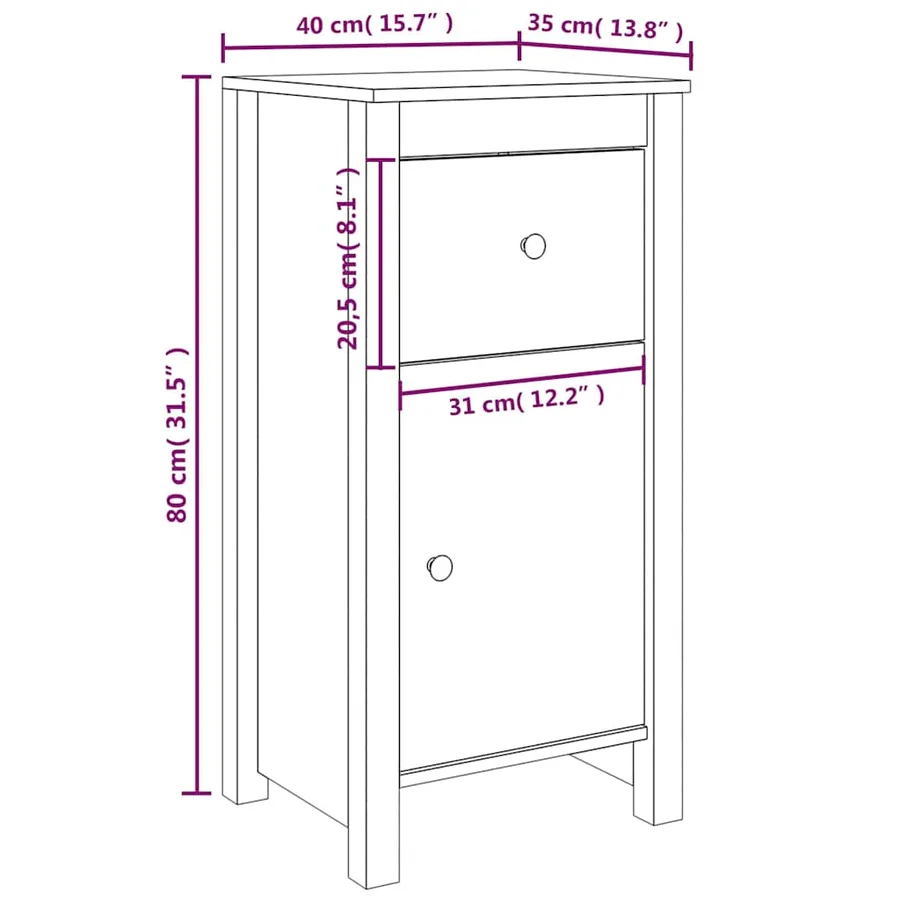 Buffets 2 pcs gris 40x35x80 cm bois massif de pin - 11