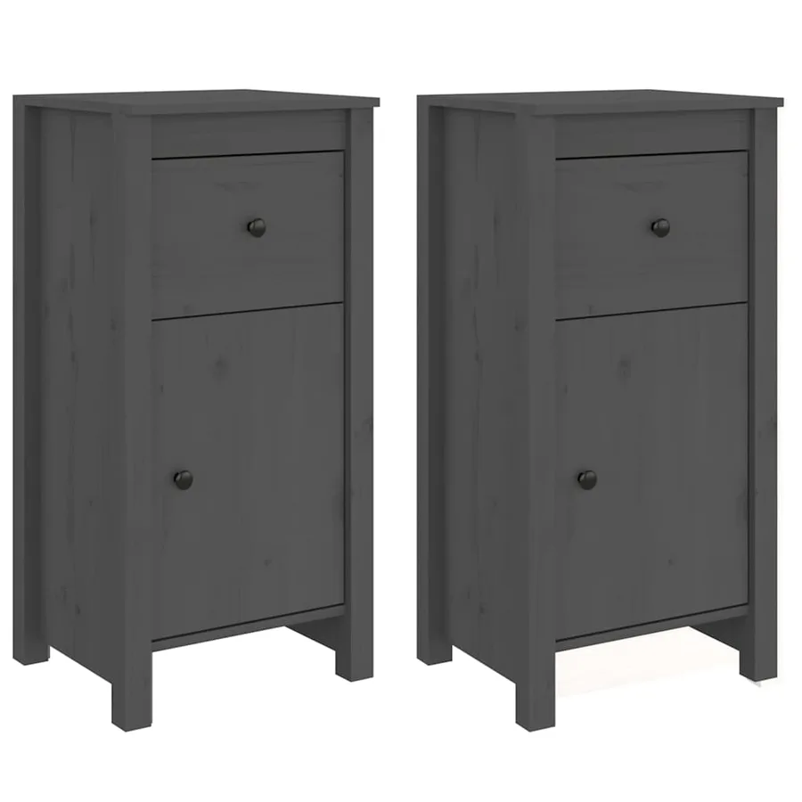 Buffets 2 pcs gris 40x35x80 cm bois massif de pin - 2