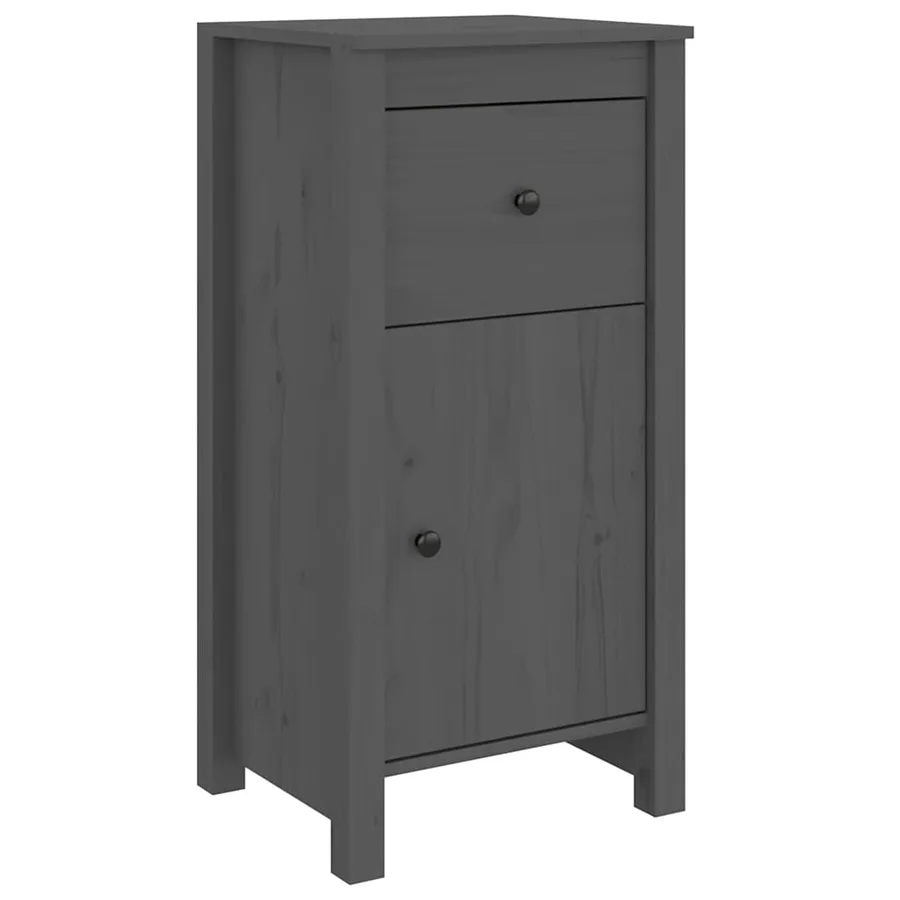 Buffets 2 pcs gris 40x35x80 cm bois massif de pin - 5