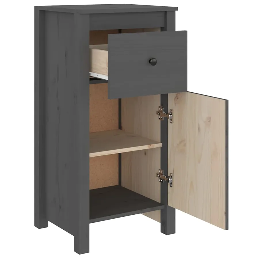 Buffets 2 pcs gris 40x35x80 cm bois massif de pin - 6