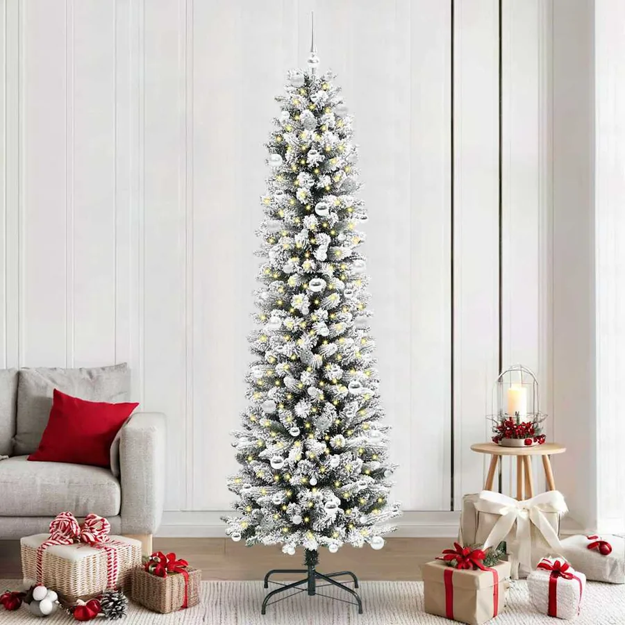 Sapin de Noël artificiel Blanc 240 cm PVC, métal et plastique