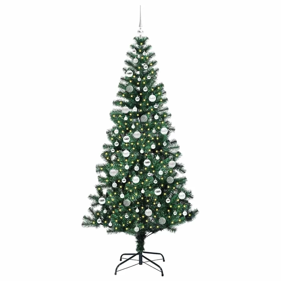 Sapin de Noël artificiel pré-éclairé Vert 210 cm PVC et métal - 3