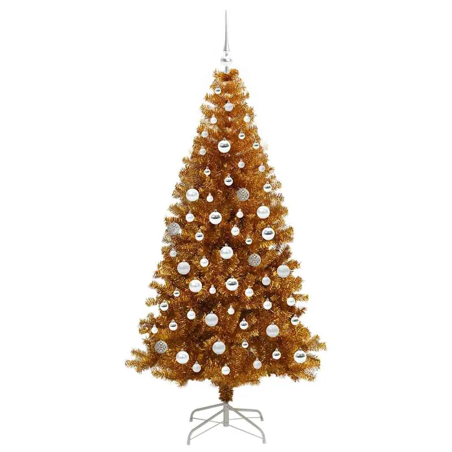 Sapin de Noël avec 300 LED avec support Doré 180 cm PET - 4