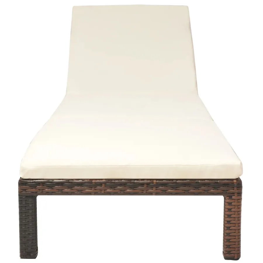 Chaise longue avec coussin Résine tressée Marron - 3