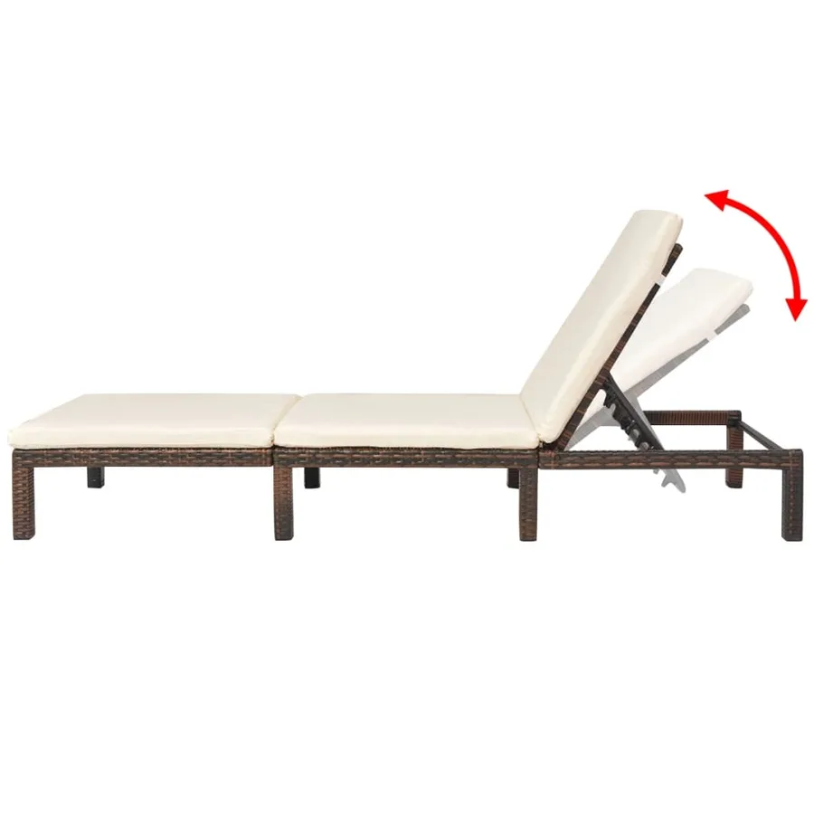 Chaise longue avec coussin Résine tressée Marron - 4