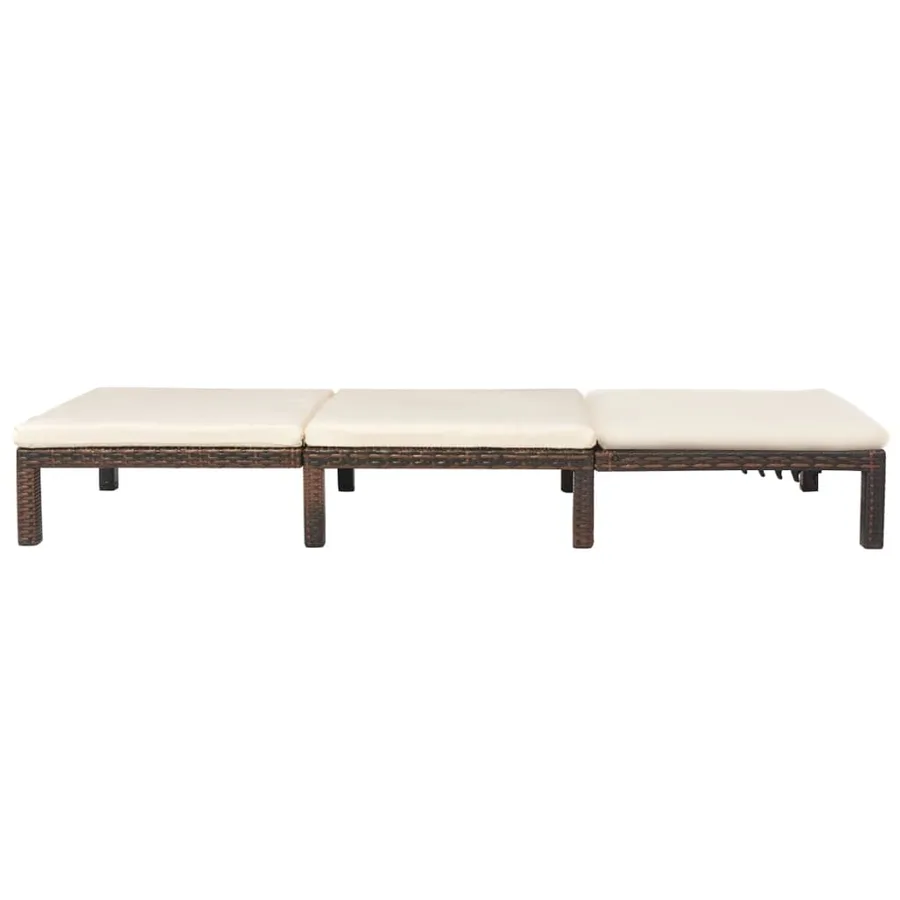 Chaise longue avec coussin Résine tressée Marron - 5