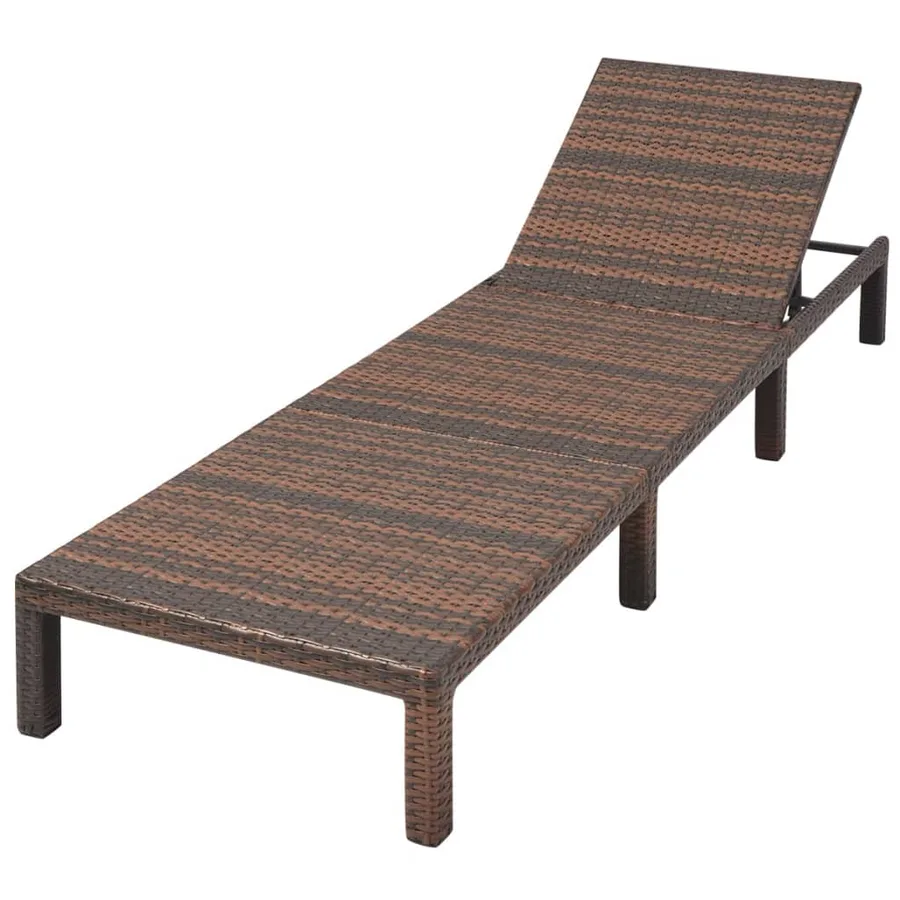 Chaise longue avec coussin Résine tressée Marron - 6