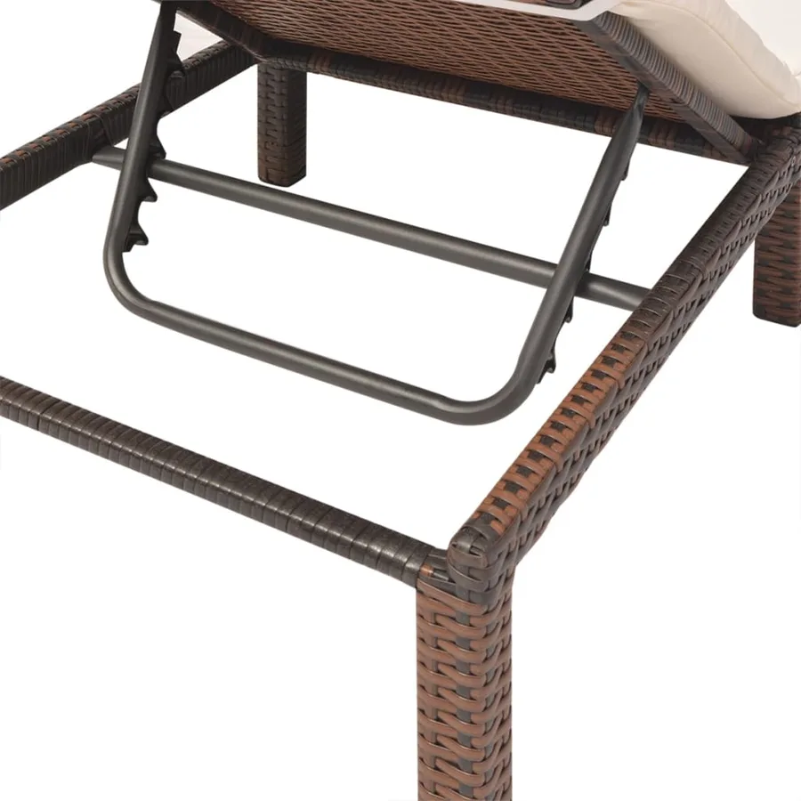 Chaise longue avec coussin Résine tressée Marron - 8