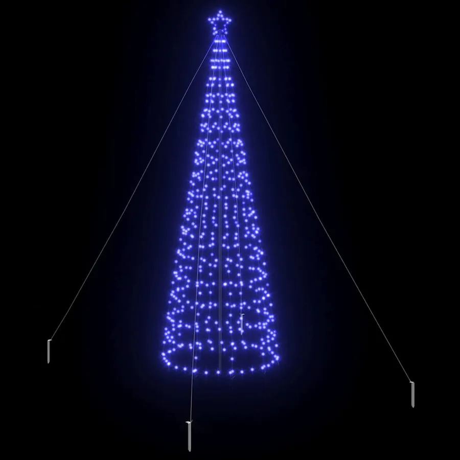Arbre de Noël LED avec piquets au sol Bleu 400 cm Fer - 4
