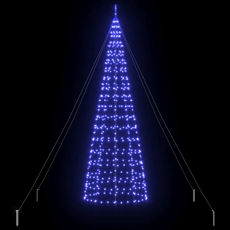 Arbre de Noël LED avec piquets au sol Bleu 400 cm Fer - 5