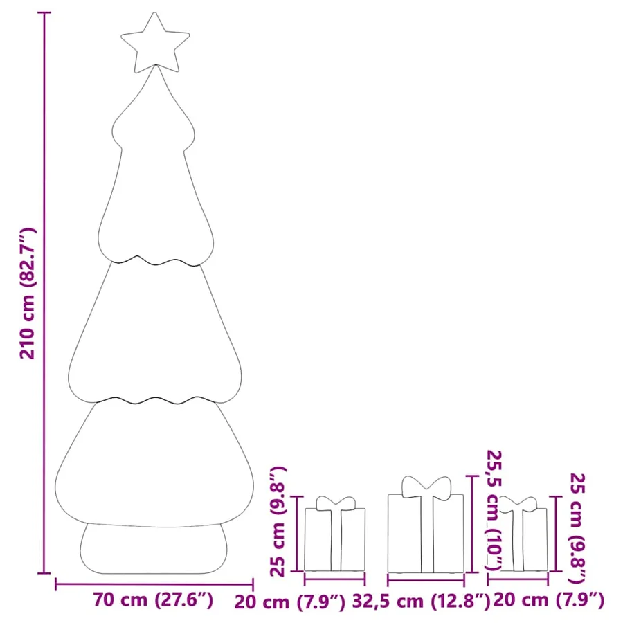 Sapin de Noël lumineux avec 3 boîtes-cadeaux 2D blanc chaud - 12