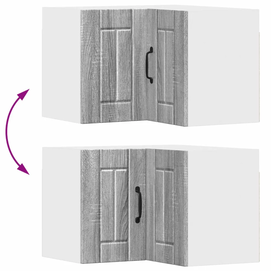 Cabinet d'angle mural LUCCA Sonoma gris 57 x 57 x 40 cm - 11