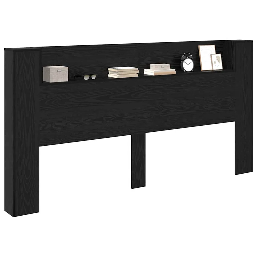 Tête de lit de rangement avec LED Chêne noir Bois d'ingénierie - 3