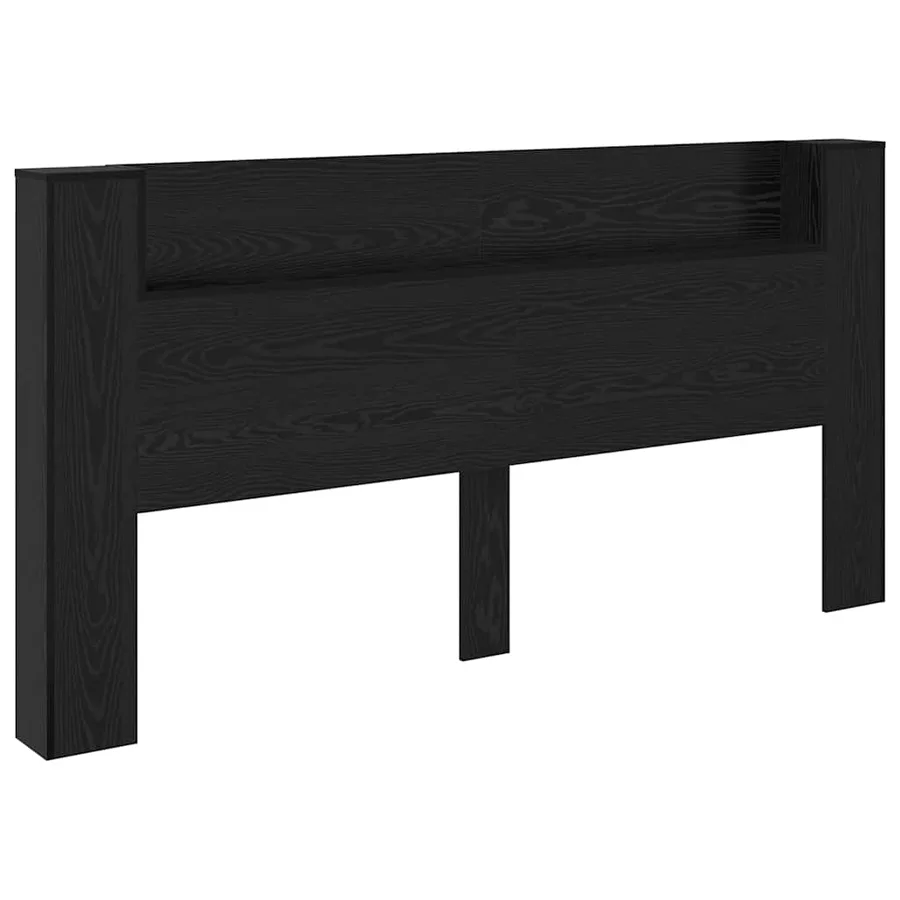 Tête de lit de rangement avec LED Chêne noir Bois d'ingénierie - 5