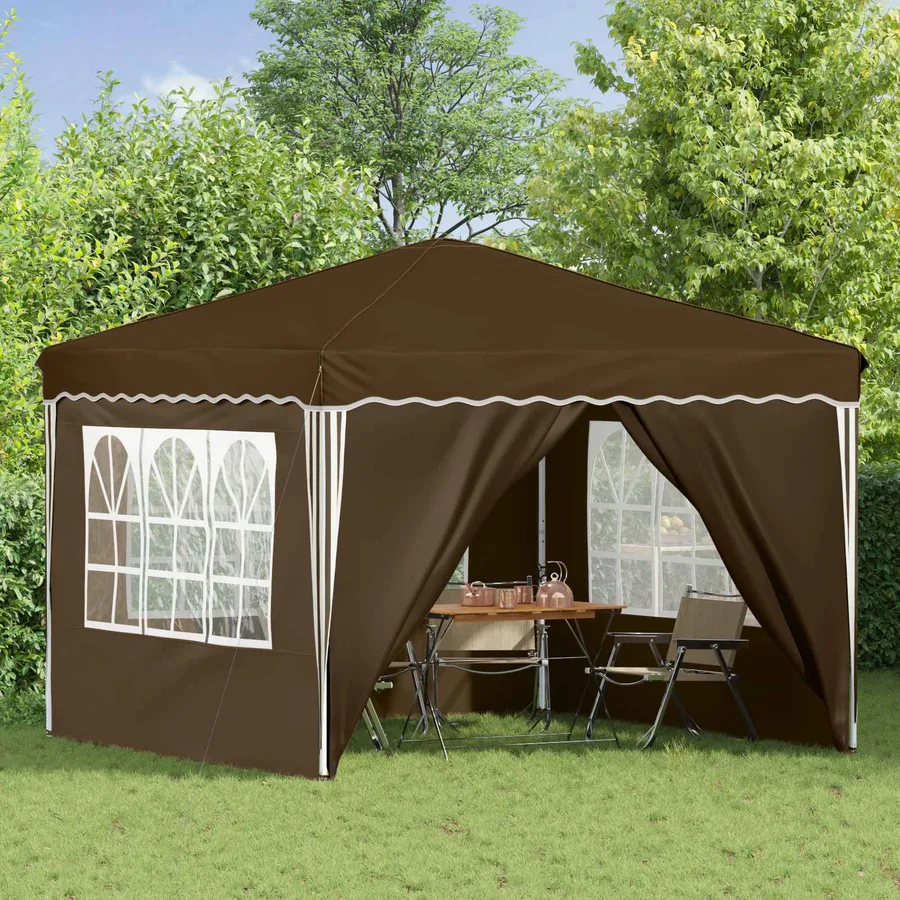 Tente de fête pop-up 288 x 288 x 245 cm Taupe Tissu Oxford - 3