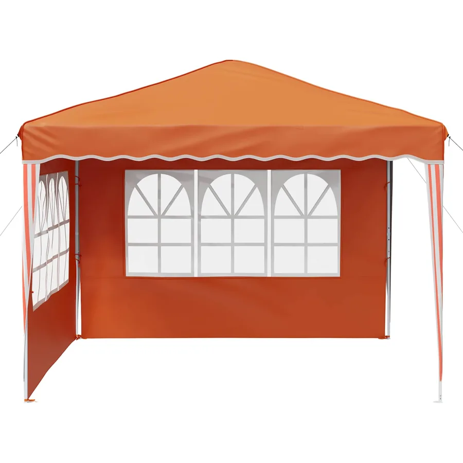 Tente de fête pop-up 288 x 288 x 245 cm Orange Tissu Oxford - 6