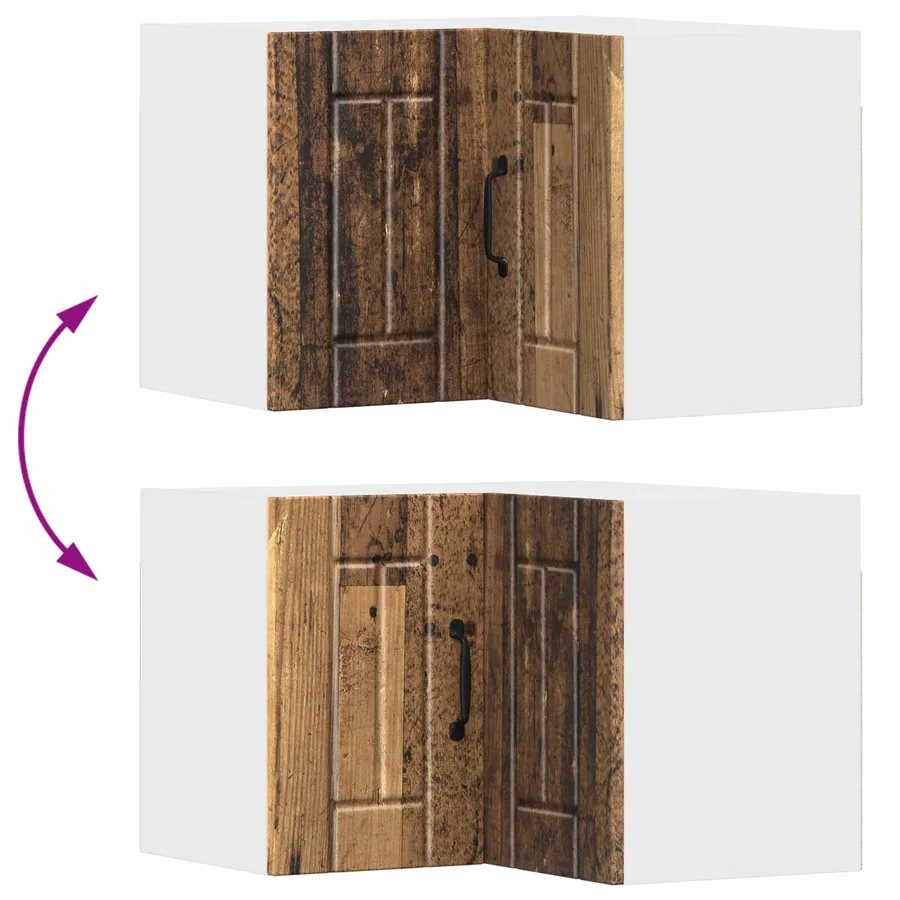 Cabinet d'angle mural LUCCA Bois ancien 57 x 57 x 40 cm - 11