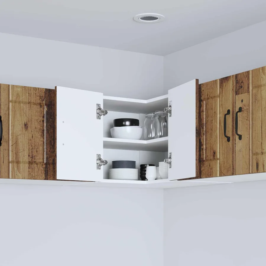 Cabinet d'angle mural LUCCA Bois ancien 57 x 57 x 40 cm - 4