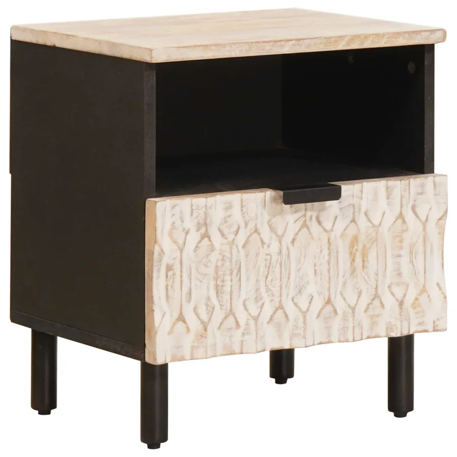 Cabinet de chevet avec tiroir 2 pcs Blanc 40 x 33 x 46 cm - 2