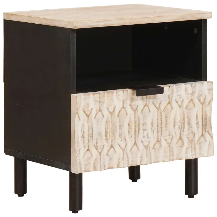 Cabinet de chevet avec tiroir 2 pcs Blanc 40 x 33 x 46 cm - 3