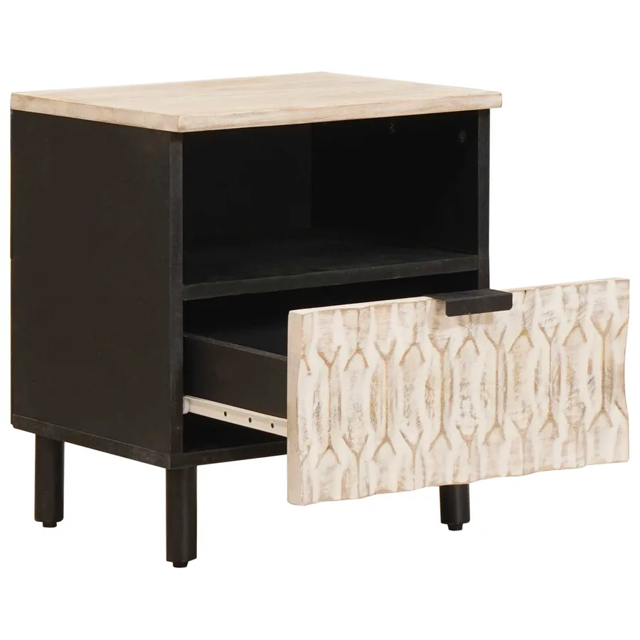 Cabinet de chevet avec tiroir 2 pcs Blanc 40 x 33 x 46 cm - 4