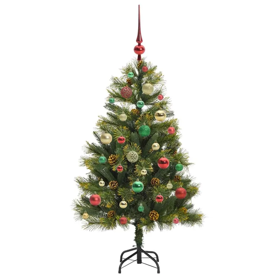 Sapin de Noël artificiel avec branches pliables et cônes 120 cm - 6