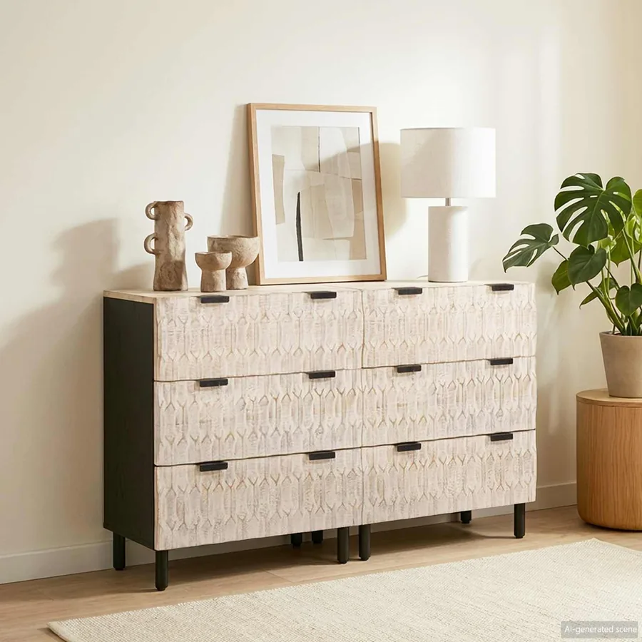 Buffet 2 pcs Finition Lavage Blanc 60 x 33 x 75 cm