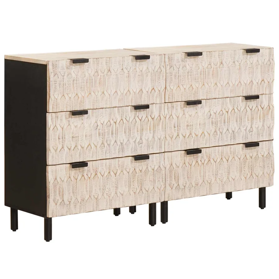Buffet 2 pcs Finition Lavage Blanc 60 x 33 x 75 cm - 2