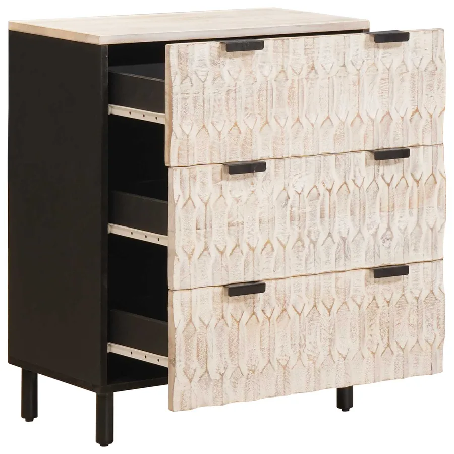 Buffet 2 pcs Finition Lavage Blanc 60 x 33 x 75 cm - 3