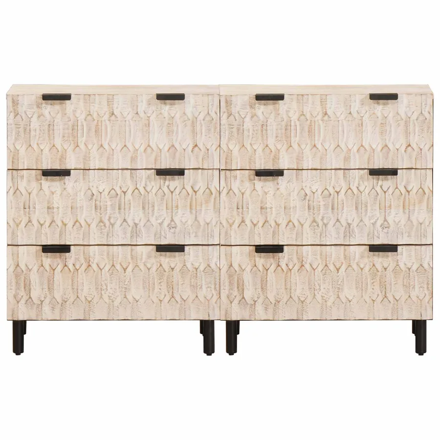 Buffet 2 pcs Finition Lavage Blanc 60 x 33 x 75 cm - 5
