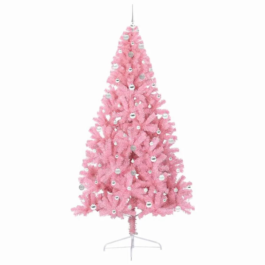 Sapin de Noël artificiel pré-éclairé Rose 240 cm PVC - 4