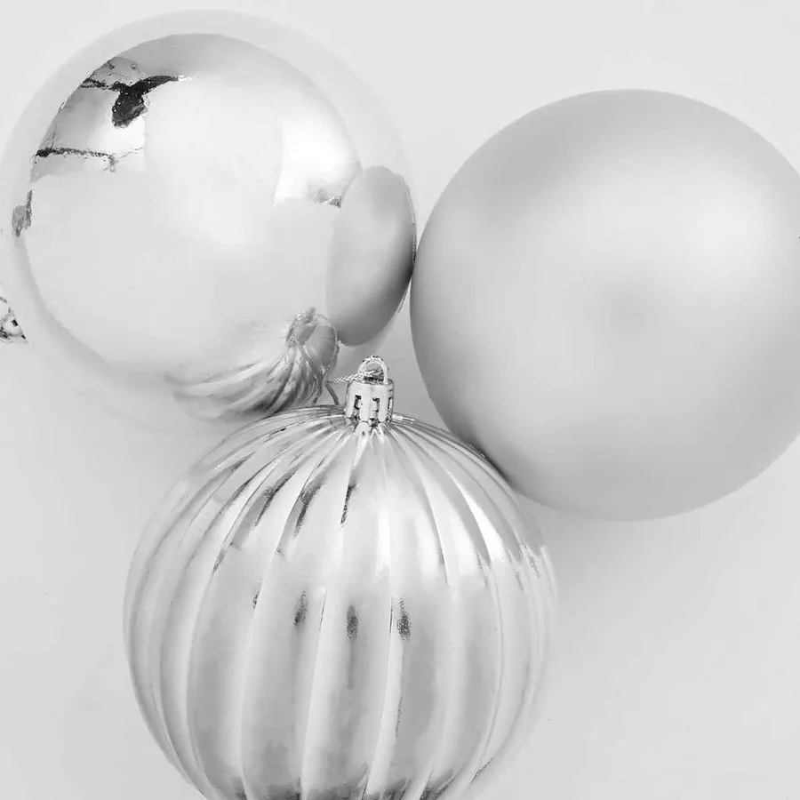 Ensemble de Boules de Noël XL 15 pcs Argent Ø 10 cm Plastique - 4