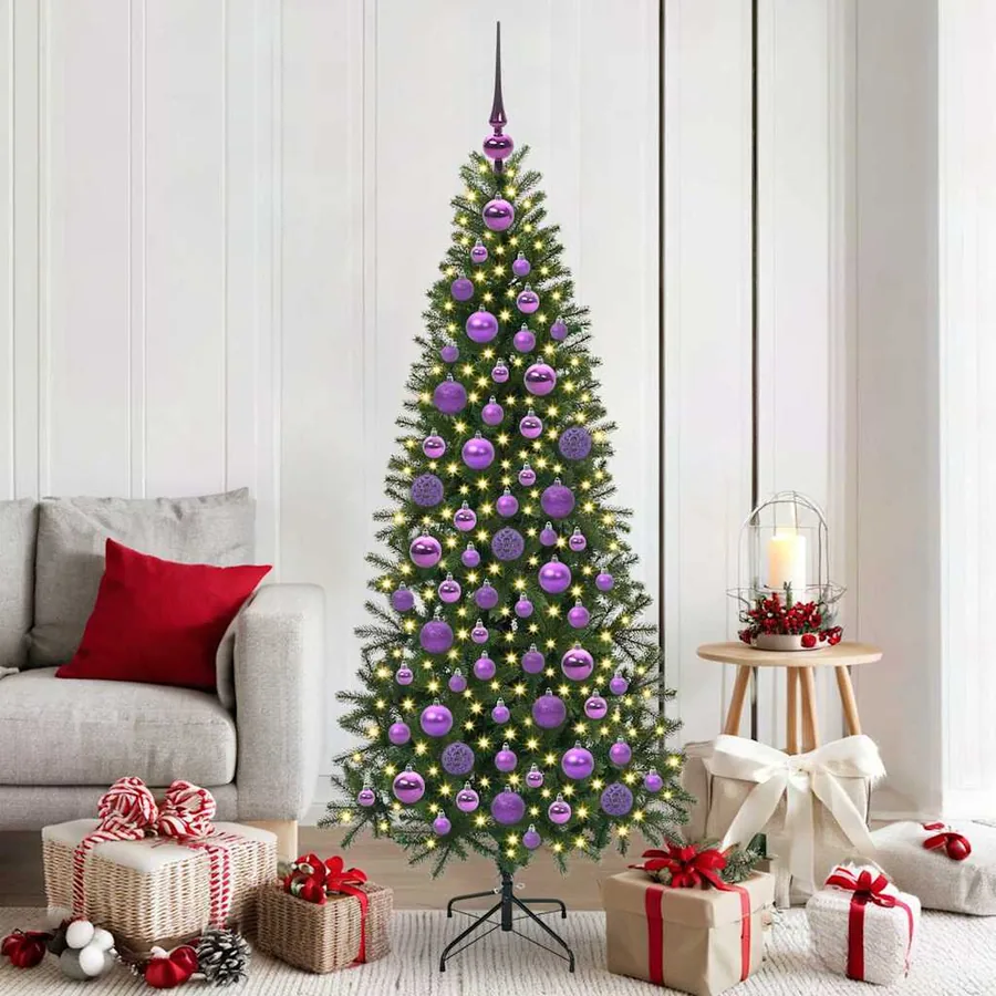Ensemble de Boules de Noël avec 300 LED 120 pcs Lilas Plastique