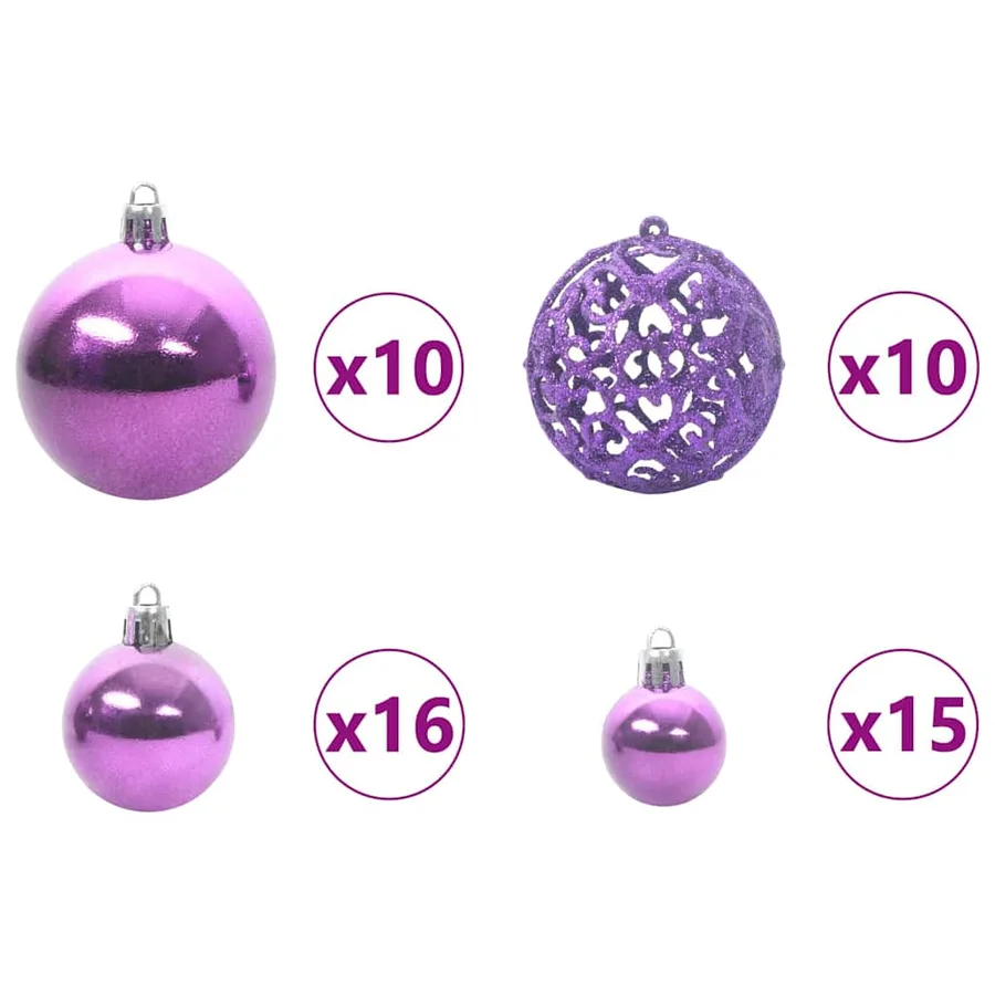 Ensemble de Boules de Noël avec 300 LED 120 pcs Lilas Plastique - 5