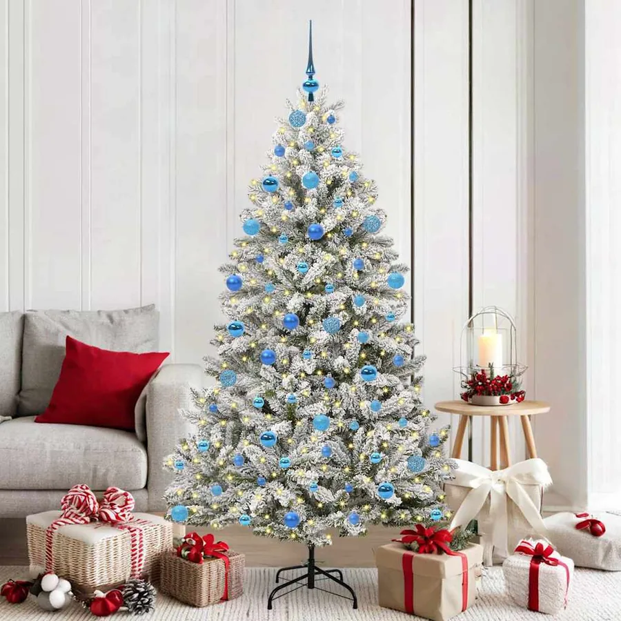 Sapin de Noël artificiel Vert et blanc 180 cm PVC et métal