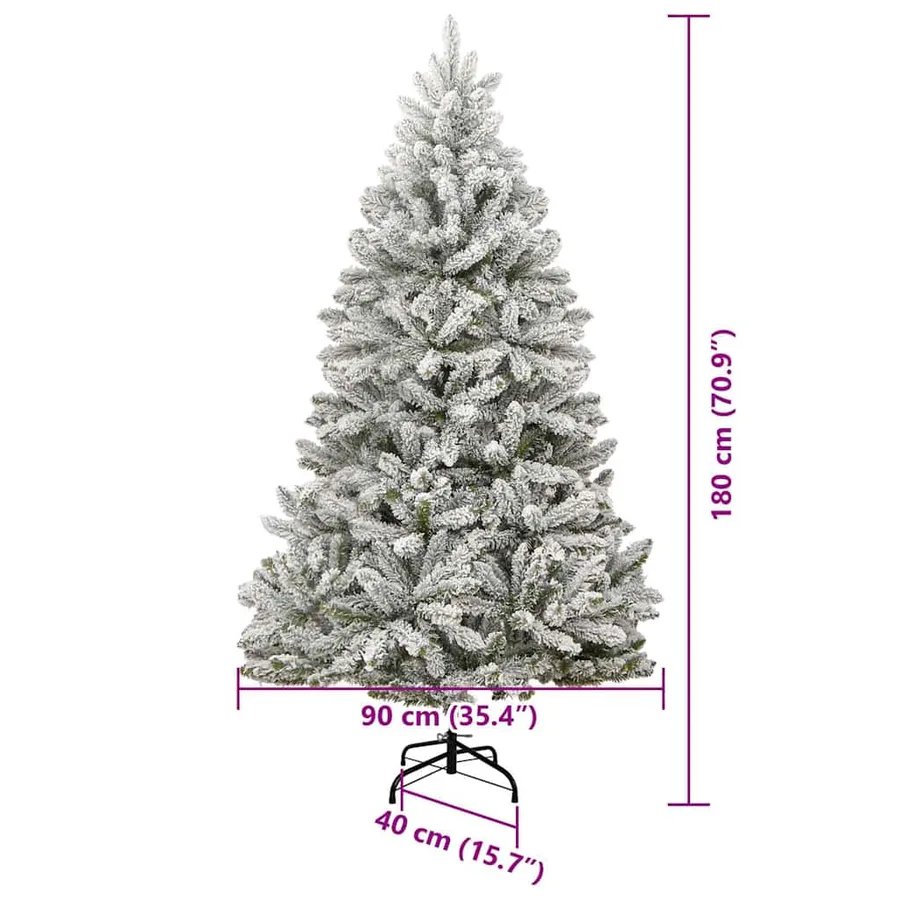 Sapin de Noël artificiel Vert et blanc 180 cm PVC et métal - 17