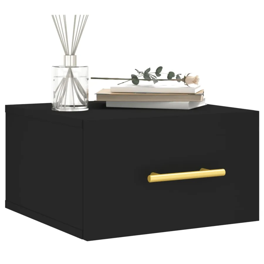 Table de chevet murale noir 35x35x20 cm - 3