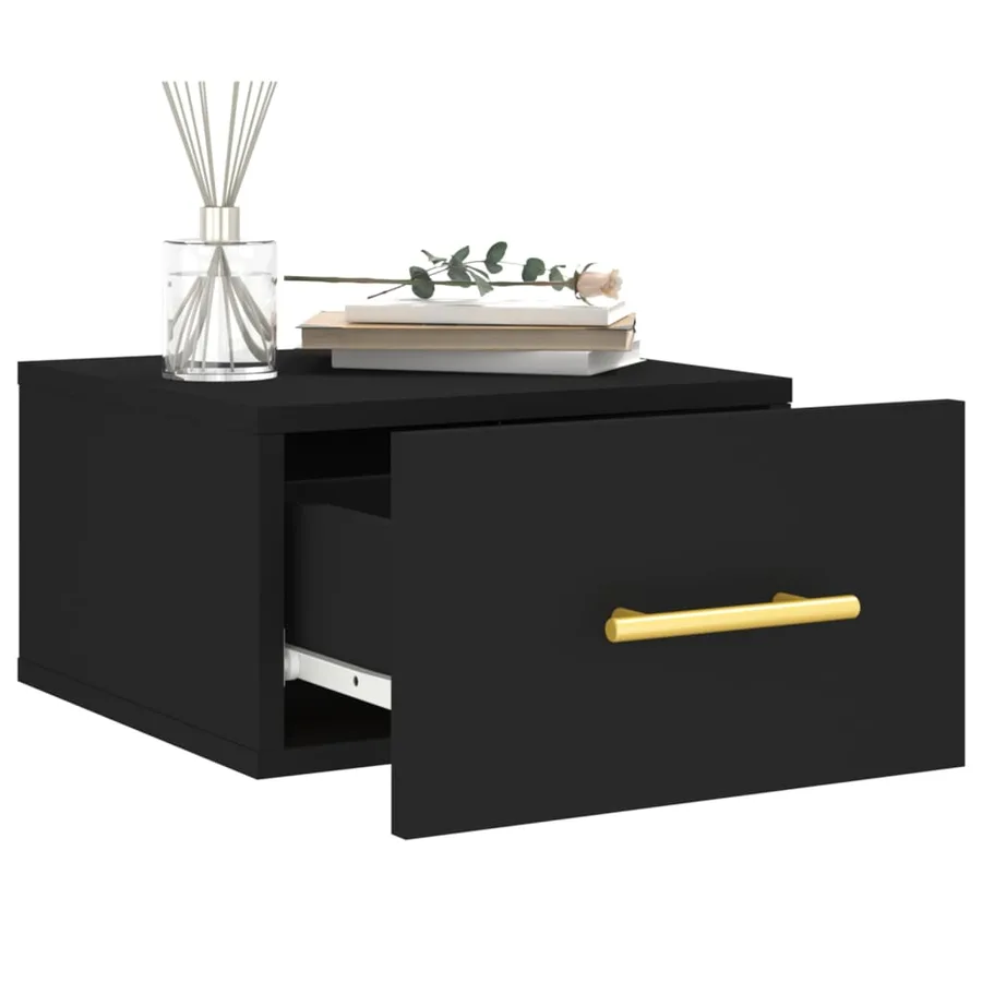 Table de chevet murale noir 35x35x20 cm - 4