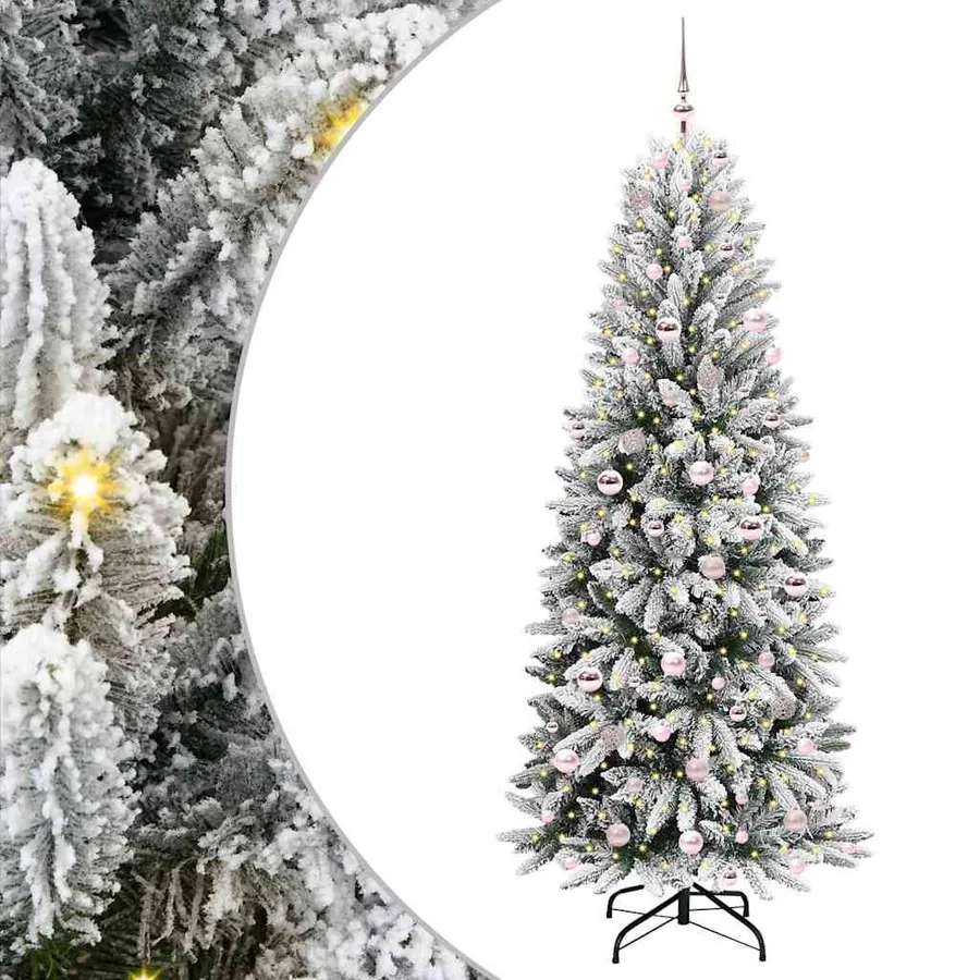 Sapin de Noël artificiel avec 300 LED avec support Blanc 210 cm - 2