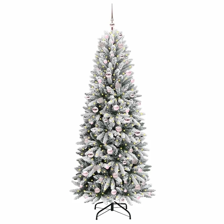 Sapin de Noël artificiel avec 300 LED avec support Blanc 210 cm - 3