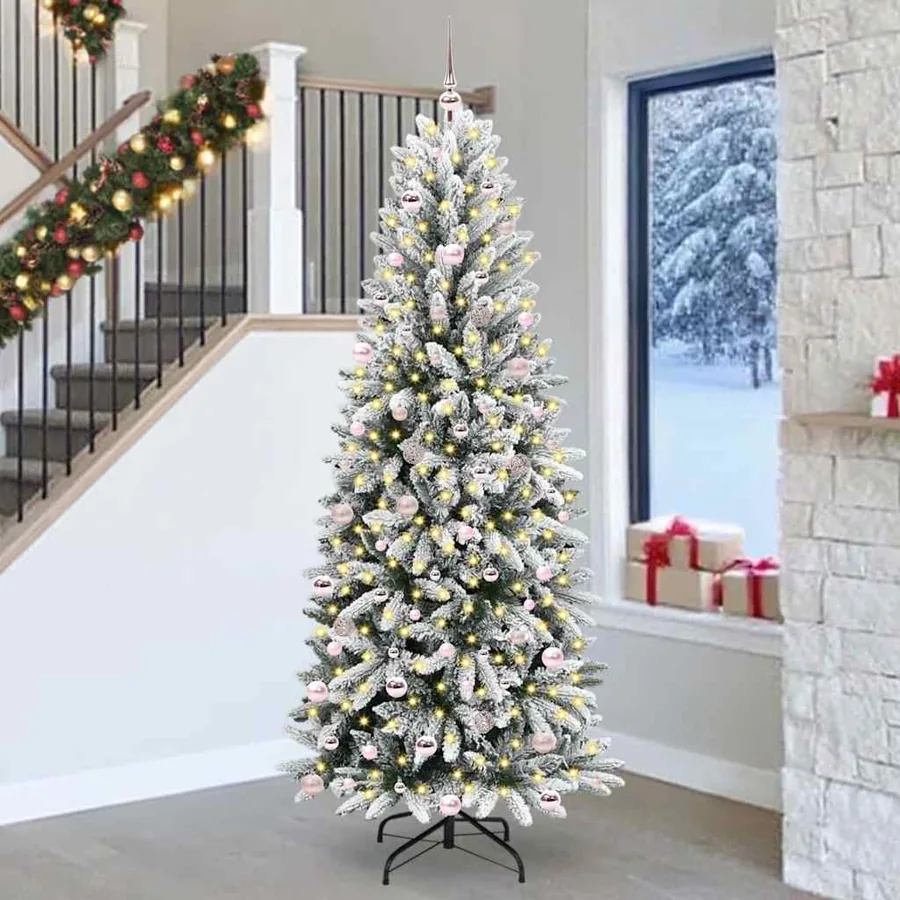 Sapin de Noël artificiel avec 300 LED avec support Blanc 240 cm