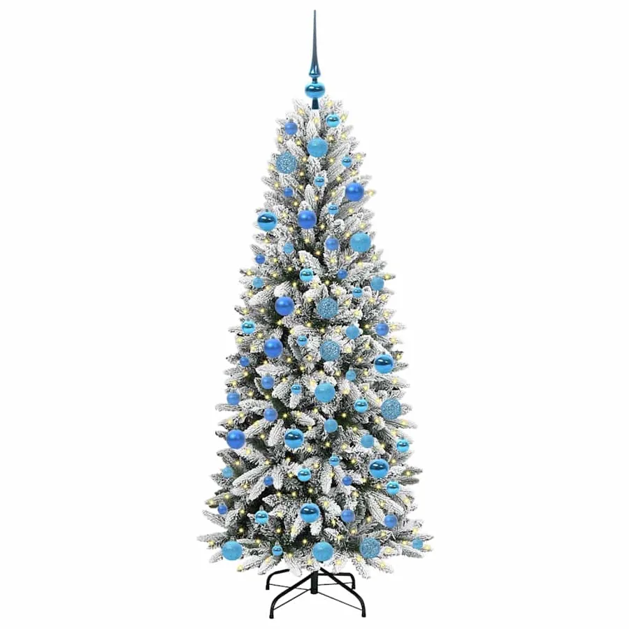 Sapin de Noël artificiel avec 300 LED avec support Blanc 180 cm - 3